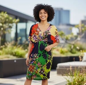 NWT Ranna Gill Anthropologie Sabatina Floral Dress Kimono Sleeve Multi-Color